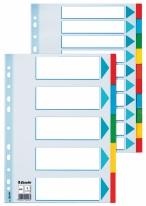 permanentnych cienkopisów, markerów lub długopisów kulkowych) - kolorowe indeksy wzmocnione folią Mylar (w 5 kolorach) - multiperforowane - pasują do każdego segregatora - rozmiar: A4 Maxi - 45 x 97
