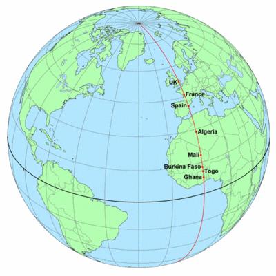 Oczywiście wszystkie miejsca o tej samej długości geograficznej