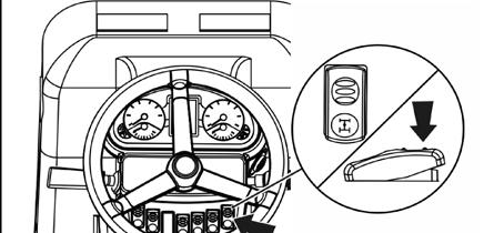 JAZDA CIĄGNIKIEM Sterowanie przednią osią napędową Włączanie przedniego mostu napędowego odbywa się za pomocą włącznika na słupku kierowniczym.