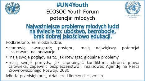 dziewcząt, zatrudnienie młodych ludzi, zrównoważone wykorzystywanie zasobów naturalnych, ochrona oceanów i mórz, technologia i innowacyjność, finansowanie uczestnictwa młodych ludzi w procesie