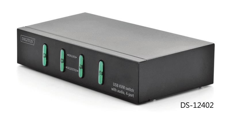 KVM USB z obsługą sygnału audio i 4 portami