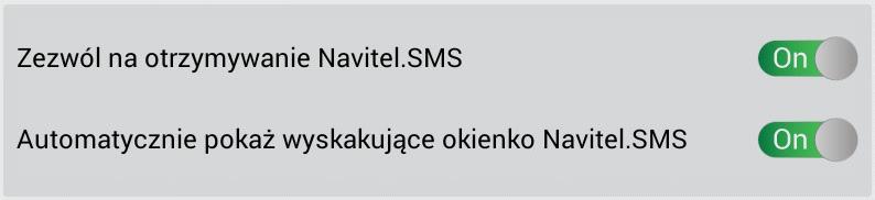 Zezwól na otrzymywanie Navitel.SMS umożliwia odbieranie wiadomości od innych użytkowników programu. Automatycznie pokaż wyskakujące okienko Navitel.