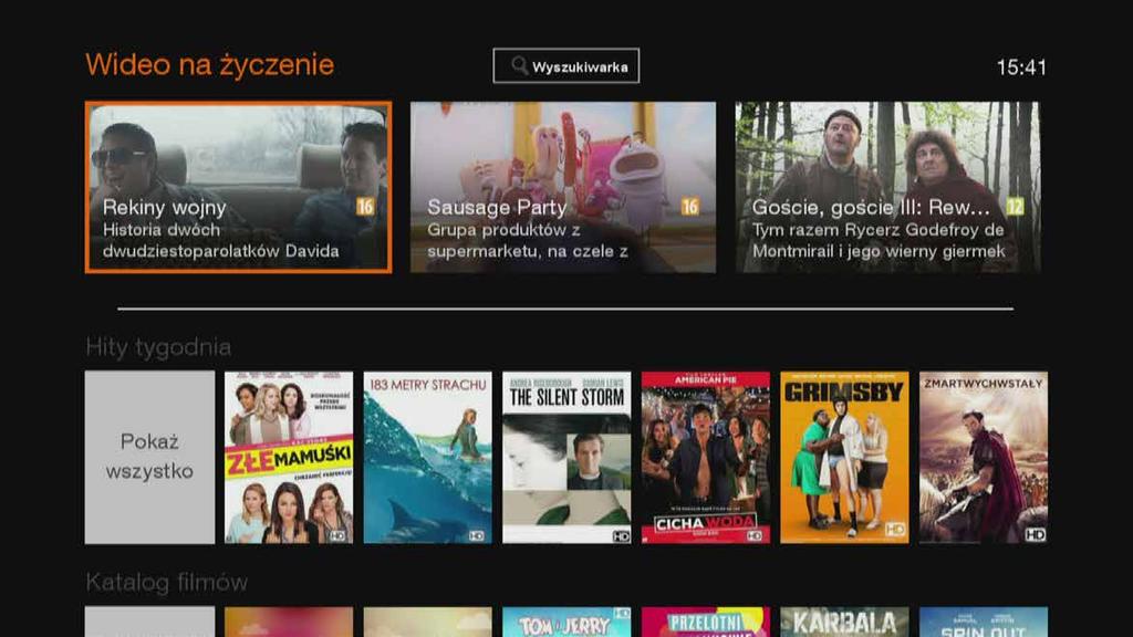 VOD, czyli Wideo na życzenie Dostęp do liczącej setki filmów domowej wypożyczalni na życzenie.