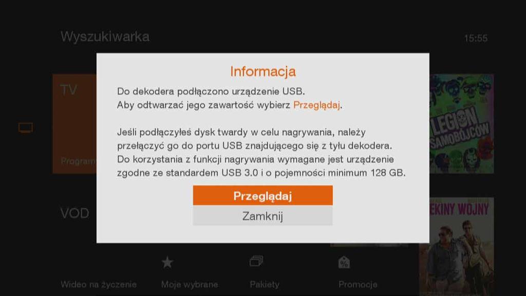 Moje multimedia Możesz podłączyć pamięć USB do przedniego portu w