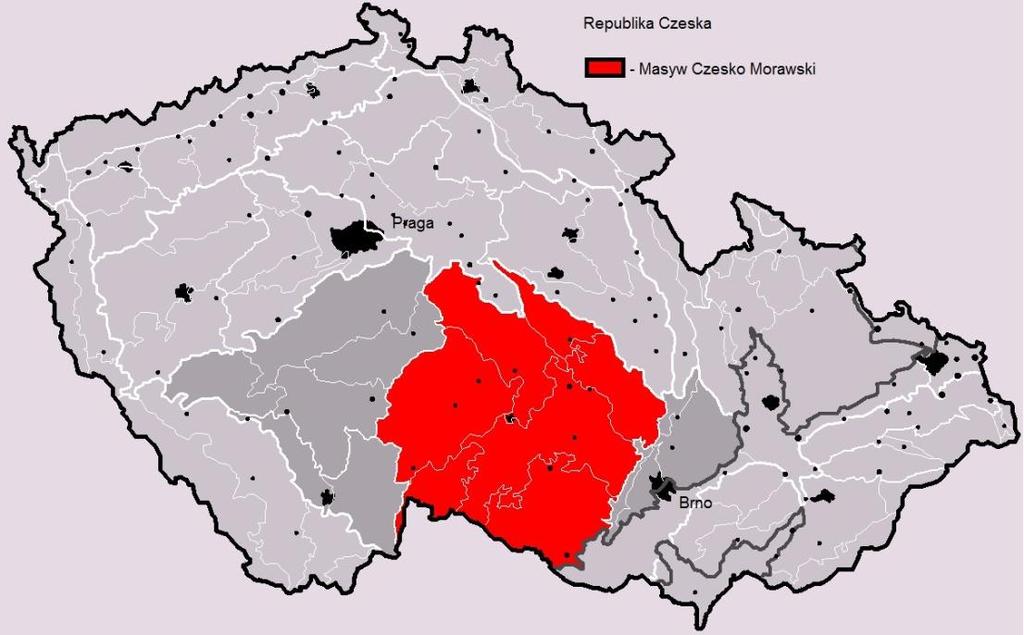 Masyw Czesko - Morawski (Fig. 1) znajduje się w południowo centralnej części Republiki Czeskiej. Masyw ten obejmuje SE część regionu Czech oraz SW część regionu Moraw.