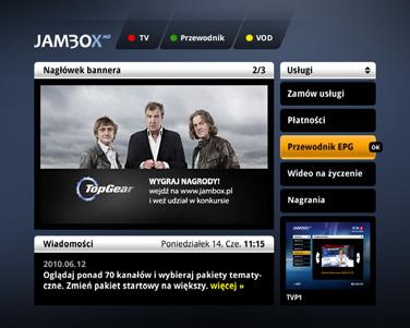 Żółty wejście do usługi wideo na życzenie VOD TV Panel jest odpowiednikiem WebPanelu.