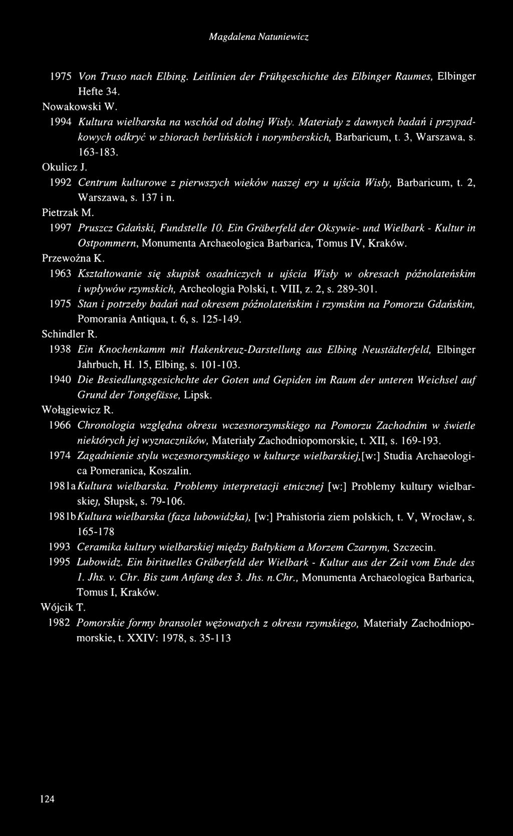 1992 Centrum kulturowe z pierwszych wieków naszej ery u ujścia Wisły, Barbaricum, t. 2, Warszawa, s. 137 i n. Pietrzak M. 1997 Pruszcz Gdański, Fundstelle 10.