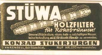 Reklama firmy z roku 1940 1955 Jako jeden z pierwszych producentów, STÜWA rozpoczęła wytwarzanie rur i