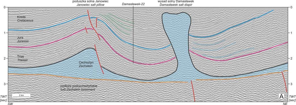 WYSAD SOLNY DAMASŁAWEK / DAMASŁAWEK SALT DIAPIR (Krzywiec, 2009) płytkie badania sejsmiczne wysadu solnego Damasławek zrealizowano na zlecenie Państwowej Agencji Atomistyki / shallow seismic studies
