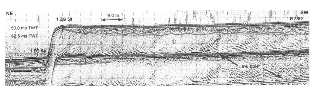 POMIARY SEJSMOKUSTYCZNE NA BAŁTYKU SEISMOACOUSTIC STUDIES (BALTIC SEA) profil sejsmoakustyczny SPARKER obrazujący strukturę paleodelty Wisły w SW części Zatoki