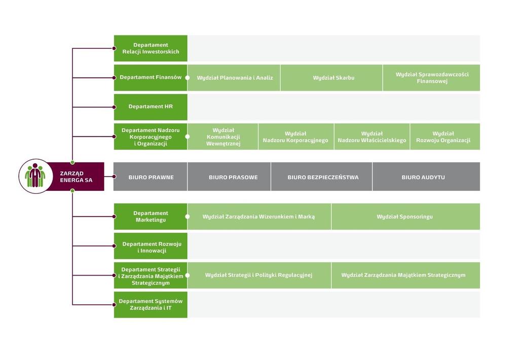 Segmentami oraz ENERGA SA w obszarach, w których Grupa może obniżyć koszty i poprawić efektywność. W 2016 roku struktura Spółki zmieniała się dynamicznie.