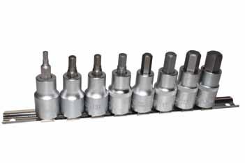 KOMPLET NASADEK Z KOŃCÓWKĄ HEX HEX bit socket rail set Komplet 1/2 6 - kąt z grzechotką 1/2 Tool set 6-pt 51004 4, 5, 6, 7, 8, 10, 12, 14 9201 Klucze