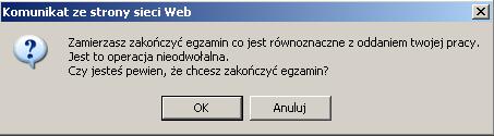 Komunikat dotyczący potwierdzenia zakończenia egzaminu Po zakończeniu egzaminu