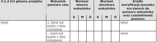 Wniosek o dofinansowanie projektu od stycznia 2011 roku Wprowadzenie wskaźników celu z podziałem K/M/O Wprowadzenie