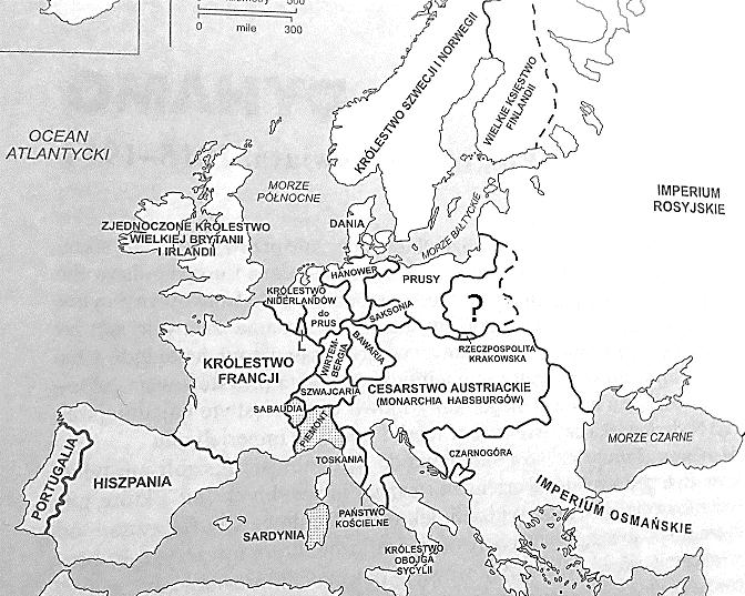 Zadanie 17. (0 3) Mapa. Europa w XIX wieku Uzupełnij tabelę, wstawiając znak X we właściwą rubrykę.