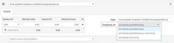Zapisane ustawienia dotyczące proporcji będą uwzględniane przy księgowaniu wydatków związanych ze sprzedażą opodatkowaną i zwolnioną.