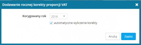 WYGENERUJ WPIS Z KOREKTĄ VAT.