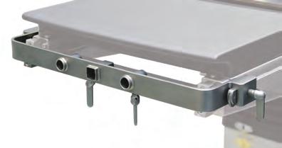 9* to support the head of a patient in the prone and supine positions. Consists of two polyurethane mattresses with an adjustable width, and a stainless steel frame in a matt finish.