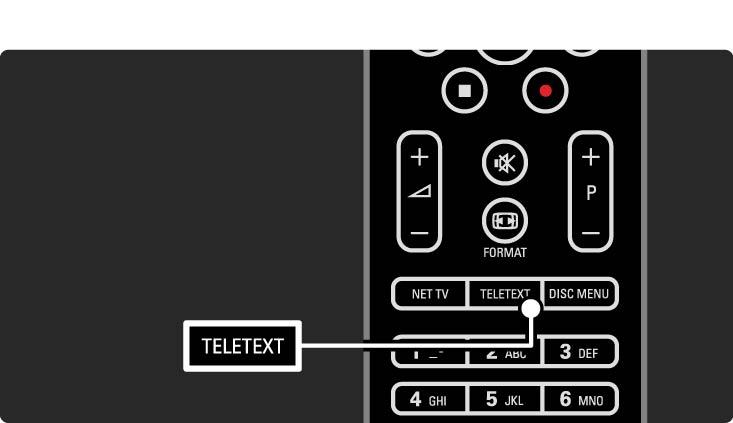 3.1.1 Wybór strony telegazety Większość kanałów telewizyjnych nadaje informacje przez telegazetę. Podczas oglądania telewizji naciśnij przycisk Teletext.