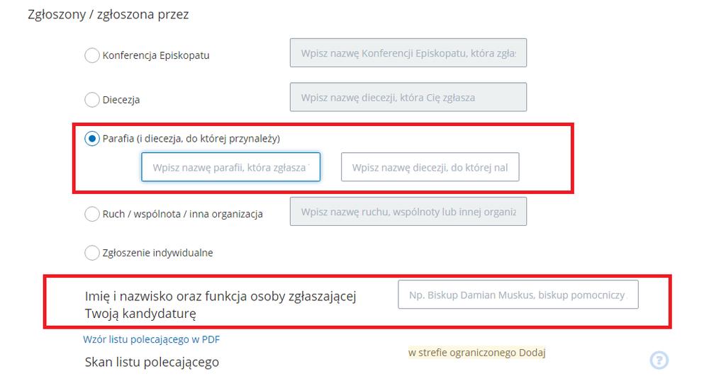 cd. Krok III Jedną z najważniejszych informacji, jaką powinieneś podać w systemie rejestracyjnym, poprzez zaznaczenie w zakładce Prezentacja i podstawowe informacje pola parafia, jest wpisanie nazwy