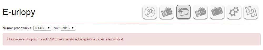 Rys. 4 Widok aplikacji przed rozpoczęciem planowania urlopów przez kierownika w CSIP Funkcjonalność Planowanie urlopu, dostarcza nam również informację o wymiarze naszego urlopu, o liczbie dni urlopu