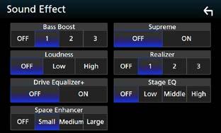 Sterowanie dźwiękiem Sound Effect Można ustawiać efekty dźwiękowe. 1 Wcisnąć przycisk <MENU> / pokrętło głośności. Zostanie wyświetlone menu podręczne. 2 Dotknąć [Audio].