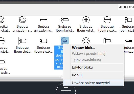 Kliknij na Create Tool Palette, a będziesz miał wszystkie bloki w tym pliku w palecie narzędzi! 8.