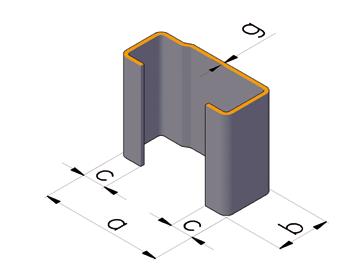 KSZTAŁTOWNIKI CEOWE PÓŁZAMKNIĘTE SKŁADANE FOLDING SEMI-HOLLOW CHANNEL SECTIONS Wymiary Dimensions a b c [mm] Grubość ścianki / Wall thickness g [mm] 1,5 Masa / Mass [kg/m] Długość [m] 98,5 40 15 2,28