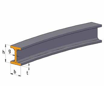 KSZTAŁTOWNIKI SPAWANE SPECJALNE KSZTAŁTOWNIKI ŁUKOWE CURVED BEAMS SPECIAL WELDED SECTIONS Zakres wymiarowy / Dimensional range [mm] h b g t l min l max 200 2000 100 550 7 60 7 60 4 700 16 000 Na