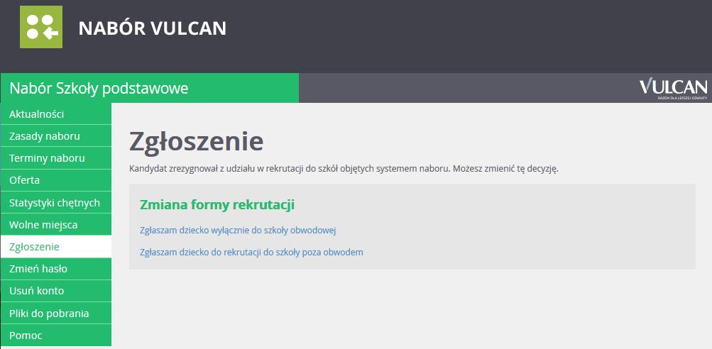 Informacja ta jest potrzebna w szkole obwodowej, do której dziecko jest przypisane. Należy zakończyć rezygnację z udziału w rekrutacji klikając przycisk Zapisz.