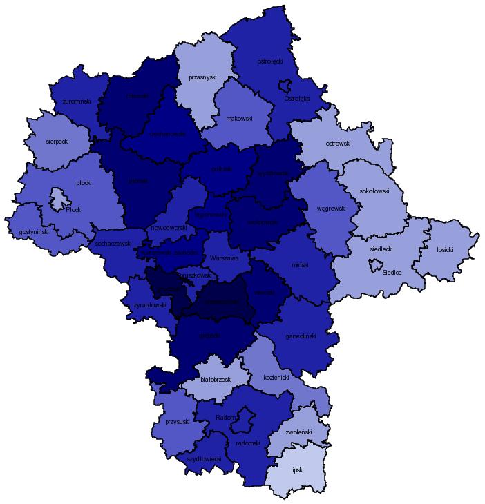 UDZIAŁ POSIADAJACYCH PRAWO DO ZASIŁKU W OGÓLNEJ LICZBIE BEZROBOTNYCH WG PŁCI Kobiety z prawem do zasiłku [%] Mężczyźni z prawem do zasiłku [%] 6,6 do 9,0 [1] 9,1 do 11,5 [9] 11,6 do 14,0 [2] 14,1 do