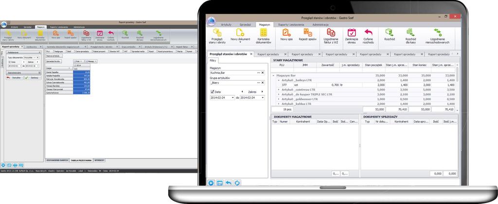 PROGRAM GASTRO SZEF Program do prowadzenia gospodarki magazynowej w oparciu o dokumenty zakupu oraz sprzedaż zrealizowaną na stanowiskach POS.
