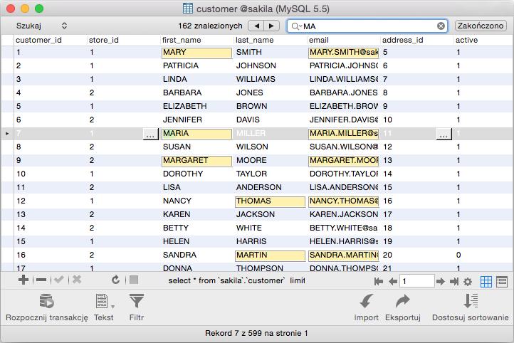 Serwer przechowuje dane w kolejności ich dodania do tabeli. Sortowanie w Navicat odbywa się na danych tymczasowych, przez co przeglądanie i aktualizacja odbywa się w różnej kolejności.
