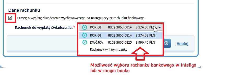 Rachunek do wypłaty świadczenia Wnioskujący wskazuje sposób wypłaty świadczenia.