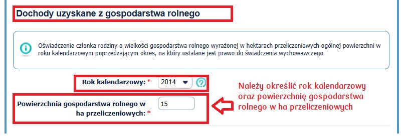 Wnioskodawca określa wartości: Rok