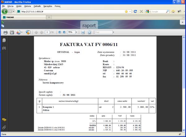 92 Rysunek 4.14: Podgląd wydruku faktury VAT z rozliczonymi kilkoma zaliczkami 4.0.