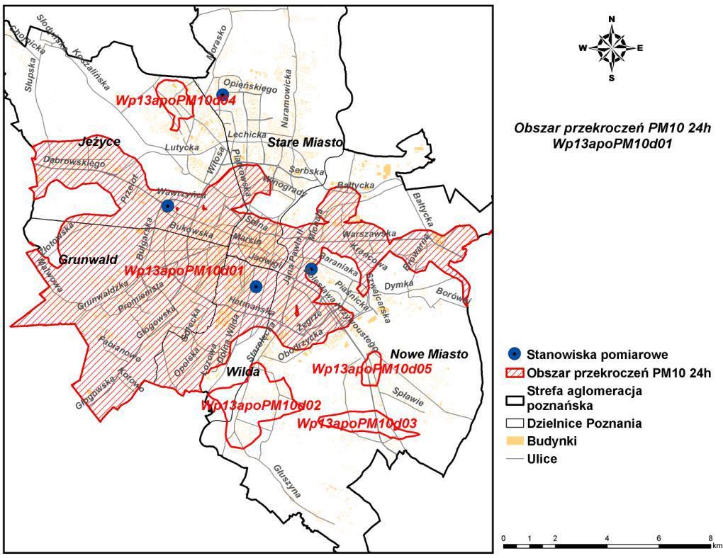 POP dla aglomeracji poznańskiej - obszary przekroczeń