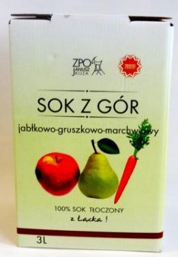 jabłkowo-marchwiowy, jabłkowo-gruszkowo-marchwiowy, jabłkowo-wiśniowy SOK z GÓR -