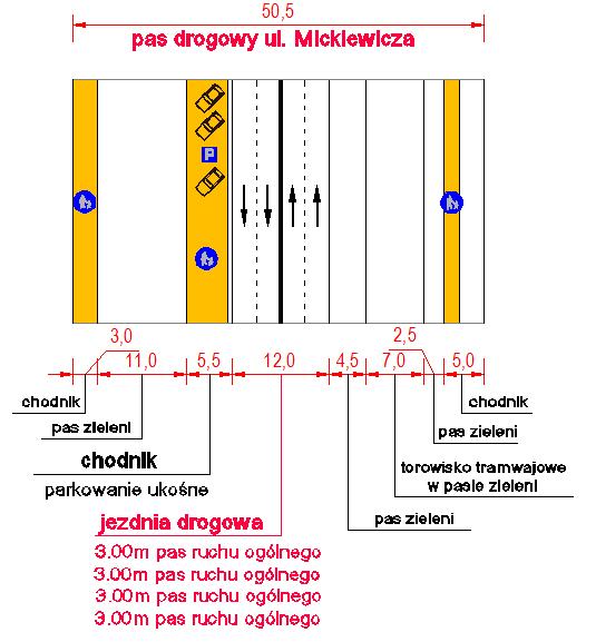 11 m. Obowiązująca dozwolona prędkość to 50 km/h.