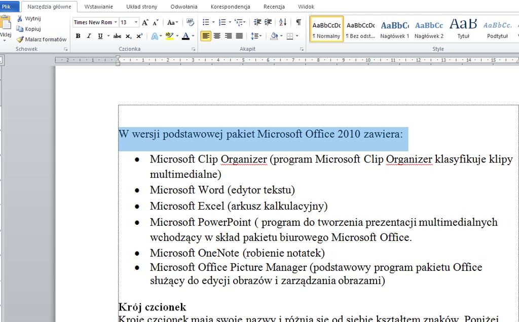 [3/38] WORD Podobnie jak w przypadku przenoszenia tekstu w ramach tego samego dokumentu, postępujemy przenosząc fragmenty do innego dokumentu. Postępujemy wówczas następująco: 1.