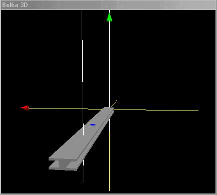 Okno 3D pozwala na przestrzenną wizualizację wprowadzonej belki.