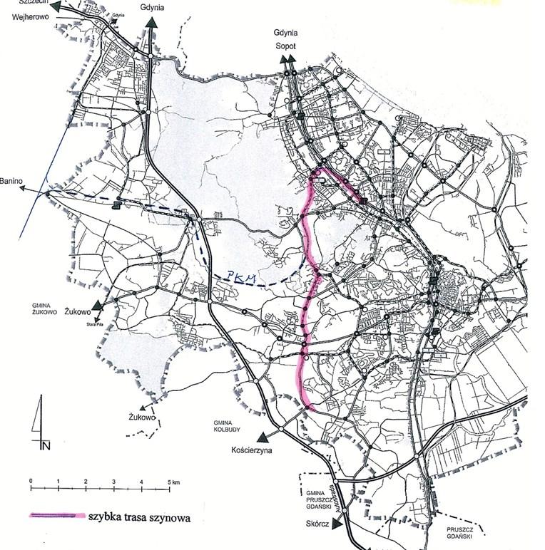 Rys. 9. Szybka trasa szynowa. Źródło: Jan Bogusławski, Sławomir Grulkowski. Układ transportowy Gdańsk Południe. Biuletyn Informacyjny Pomorskiej Rady FSNT NOT w Gdańsku, październik 2015 chowi innych.