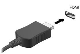 Aby podłączyć urządzenie wideo lub audio do portu HDMI: 1. Podłącz jeden koniec kabla HDMI do portu HDMI w komputerze. 2.