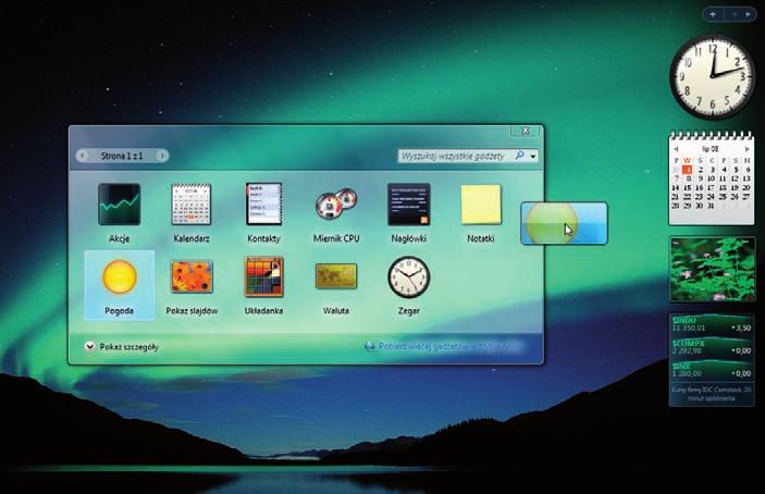 Windows Vista PL. Zabawa z multimediami Rozdział 3. Dodawanie gadżetów do paska bocznego Dodawanie gadżetów do paska bocznego jest naprawdę proste.