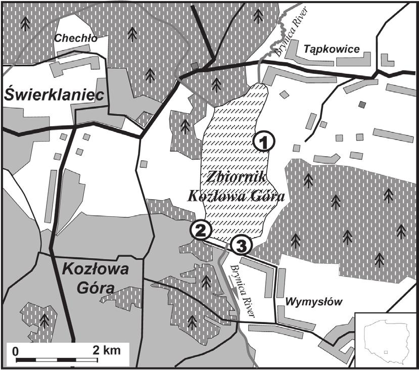 Lidia Dąbrowska 2. MATERIAŁ I METODYKA BADAŃ 2.1. Obiekt badań Zbiornik zaporowy Kozłowa Góra jest zlokalizowany na terenie gminy Świerklaniec w zlewni rzeki Brynica, należącej do dorzecza Przemszy.