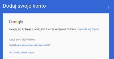 Konto Google - nowe Jeżeli nie posiadamy konta Google wybieramy Utwórz nowe konto.