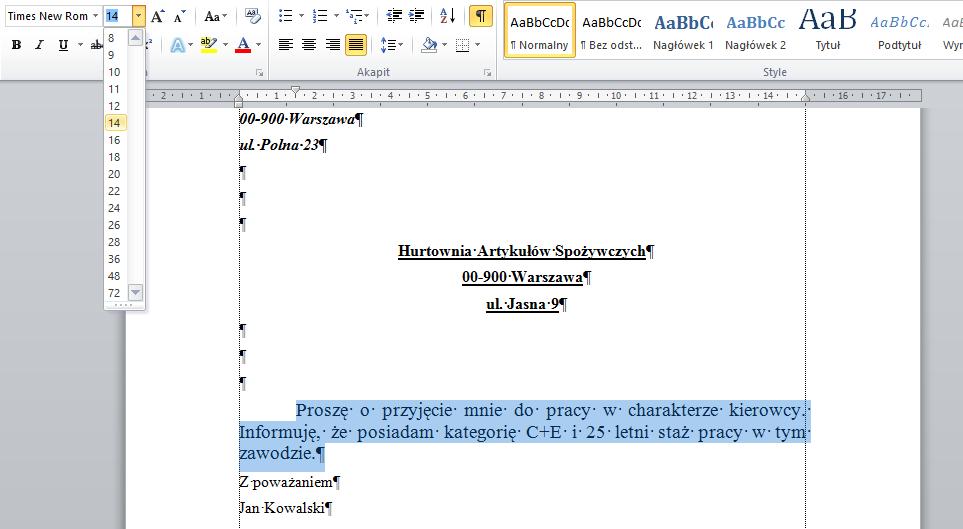 [17/23] [Ms Word] Wyjustuj Rysunek 36. Wyjustowanie tekstu 6) Wciśnij przycisk w prawym dolnym rogu w grupie Akapit, otwierający listę dostępnych opcji.