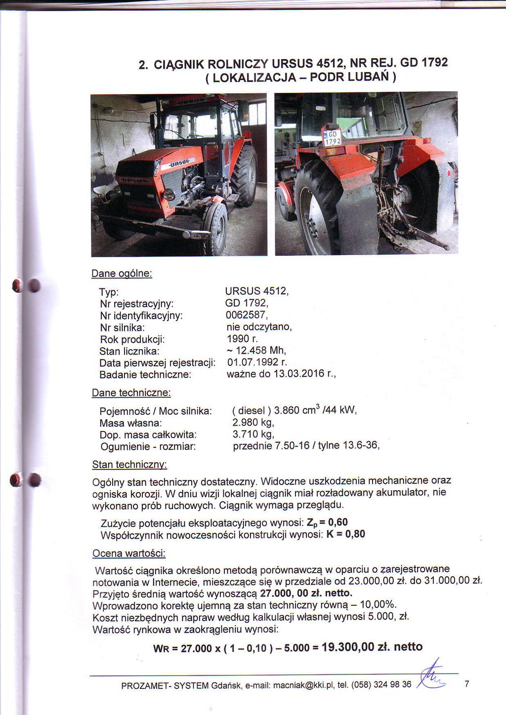 --- 2. CIA,GNTK ROLNICZY URSUS 4512, NR REJ.