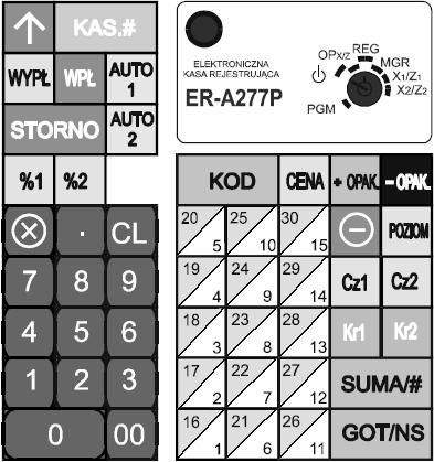 WALUTA W KASACH SHARP ER-A235P/275P a) W kasach SHARP ER-A235P/275P