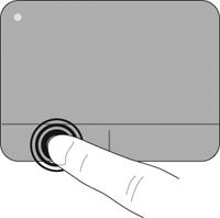 Wybieranie Lewego i prawego przycisku płytki dotykowej TouchPad używa się w taki sam sposób, jak odpowiadających im przycisków myszy zewnętrznej.